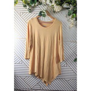 LOGO LAYERS Lori Goldstein Women's Orange Asymmetrical Hem Top Size Large
